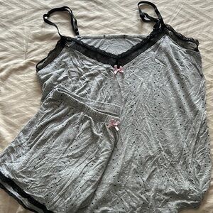 Gray and Black Pajama Top with Adjustable Straps